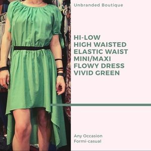Boutique West36 Hi-low Green Dress w/ elasti-waist